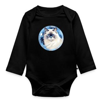 Ragdoll Katze - Baby Bio-Langarm-Body - Schwarz - Vorne
