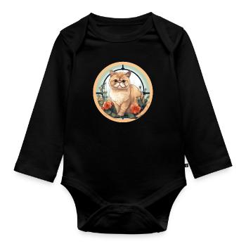 Exotic Shorthair Cat - Organic Longsleeve Baby Bodysuit - black - Front