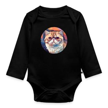 Exotic Shorthair Cat - Organic Longsleeve Baby Bodysuit - black - Front