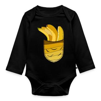 Banana Fruit Fruit Gift Chest Pocket Banana - Organic Longsleeve Baby Bodysuit - black - Front