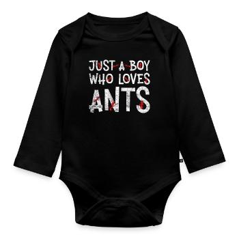 Juste un garçon qui aime la ferme Ants Ameisen - Body Bébé bio manches longues - noir - Devant