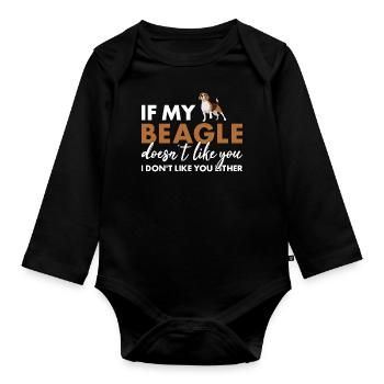 Si mon beagle ne t’aime pas - Body Bébé bio manches longues - noir - Devant