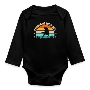 Rawrsome Since 2012 T-Rex 11th Birthday - Organic Longsleeve Baby Bodysuit - black - Front