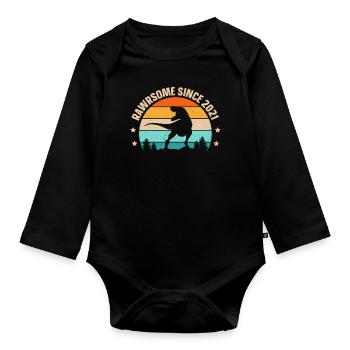 Rawrsome Since 2021 T-Rex 2nd Birthday - Organic Longsleeve Baby Bodysuit - black - Front
