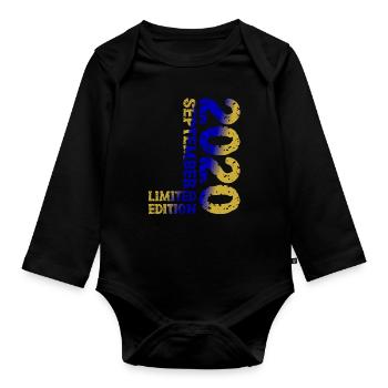 2020 Septembre Édition Limitée 3ème Décoration Anniversaire - Body Bébé bio manches longues - noir - Devant