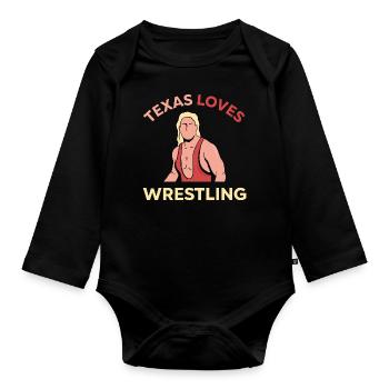 Texas wrestling design for proud Texas fans - Organic Longsleeve Baby Bodysuit - black - Front
