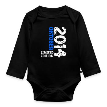 2014 Oktober Limited Edition 9. Geburtstag Deko - Baby Bio-Langarm-Body - Schwarz - Vorne