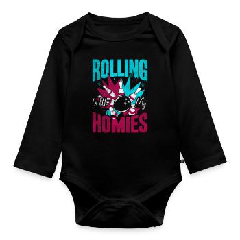 Rouler avec mon cadeau Homies Retro Bowling - Body Bébé bio manches longues - noir - Devant