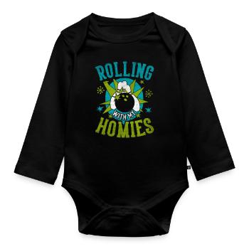 Rouler avec mon cadeau Homies Retro Bowling - Body Bébé bio manches longues - noir - Devant