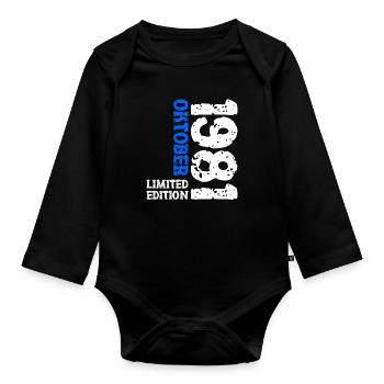 1981 Oktober Limited Edition 42. Geburtstag Deko - Baby Bio-Langarm-Body - Schwarz - Vorne