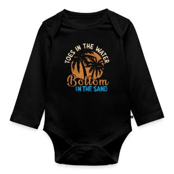 Toes In The Water Bottom in the Sand Strand Urlaub - Baby Bio-Langarm-Body - Schwarz - Vorne