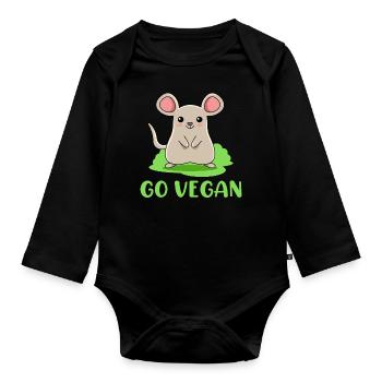 Design de souris pour les fiers végétaliens - Body Bébé bio manches longues - noir - Devant