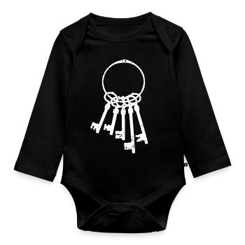 Bunch of keys - Organic Longsleeve Baby Bodysuit - black - Front