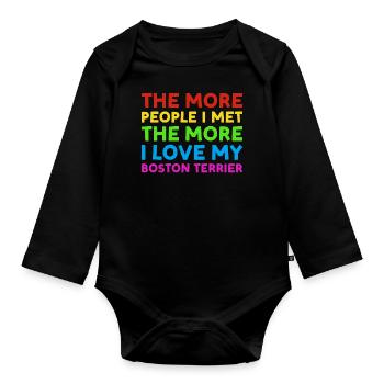 People I Met I Love Boston Terrier - Organic Longsleeve Baby Bodysuit - black - Front