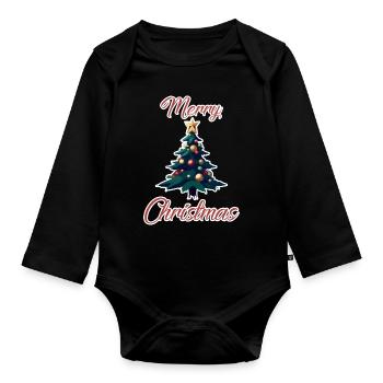 Arbre de Noël (AVC) - Body Bébé bio manches longues - noir - Devant
