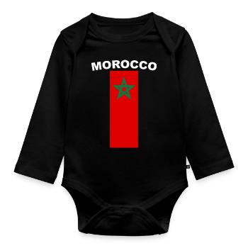 Morocco AlMaghrib Moroccan Flag - Organic Longsleeve Baby Bodysuit - black - Front