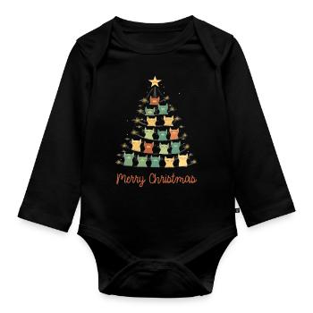 Joyeux Noël Chats - Body Bébé bio manches longues - noir - Devant