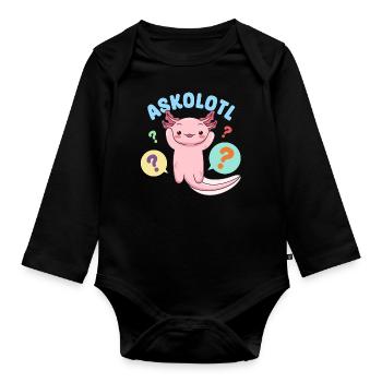 Askolotl Pun Design for Axolotl Lovers - Organic Longsleeve Baby Bodysuit - black - Front