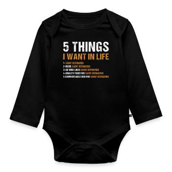 5 choses que je veux dans la vie Saint-Bernard - Body Bébé bio manches longues - noir - Devant