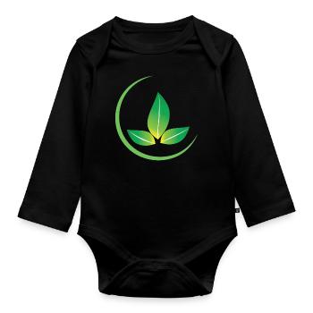 Conception d’icône de feuilles vertes pour les fiers végétaliens - Body Bébé bio manches longues - noir - Devant