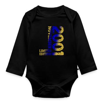 2001 November Limited Edition 22. Geburtstag Deko - Baby Bio-Langarm-Body - Schwarz - Vorne
