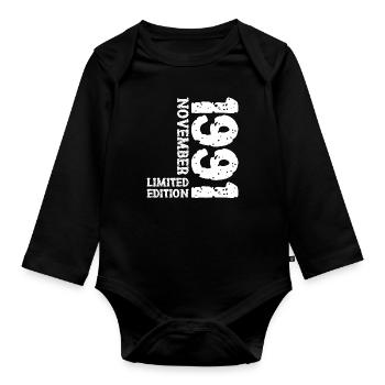 1991 November Limited Edition 32nd Birthday Decoration - Organic Longsleeve Baby Bodysuit - black - Front