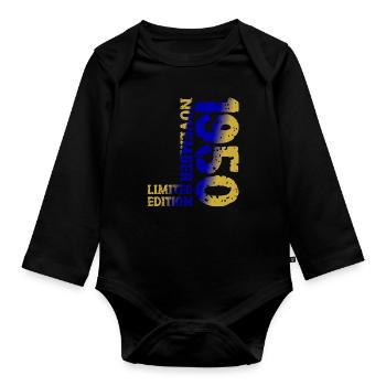 1950 November Limited Edition 73. Geburtstag Deko - Baby Bio-Langarm-Body - Schwarz - Vorne