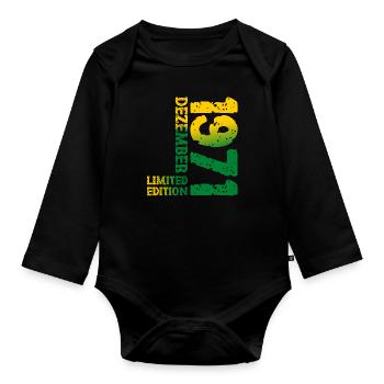 1971 Dezember Limited Edition 52. Geburtstag Deko - Baby Bio-Langarm-Body - Schwarz - Vorne