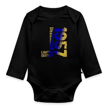 1957 Dezember Limited Edition 66. Geburtstag Deko - Baby Bio-Langarm-Body - Schwarz - Vorne