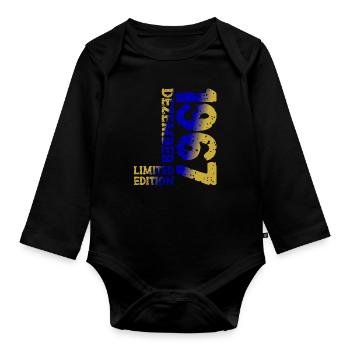 1967 December Limited Edition 56th Birthday Decoration - Organic Longsleeve Baby Bodysuit - black - Front