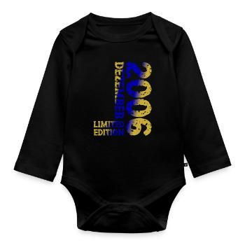 2006 December Limited Edition 17th Birthday Decoration - Organic Longsleeve Baby Bodysuit - black - Front