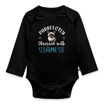 Obsédé par le siamois - Body Bébé bio manches longues - noir - Devant