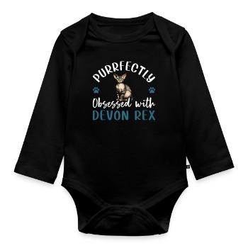 Obsédé par Devon Rex - Body Bébé bio manches longues - noir - Devant