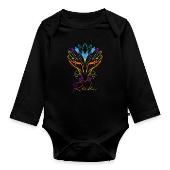 Energy Chakra Holistic Healing Hands Reiki - Organic Longsleeve Baby Bodysuit - black - Front