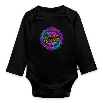 Chakra Guérison Holistique Mains Guérisseur Énergétique Reiki - Body Bébé bio manches longues - noir - Devant
