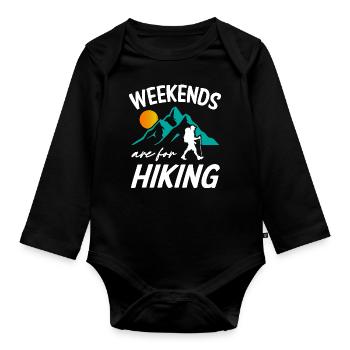 Weekends Are For Hiking - Organic Longsleeve Baby Bodysuit - black - Front