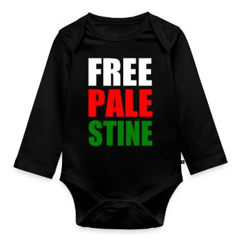 Free palestine - Baby Bio-Langarm-Body - Schwarz - Vorne