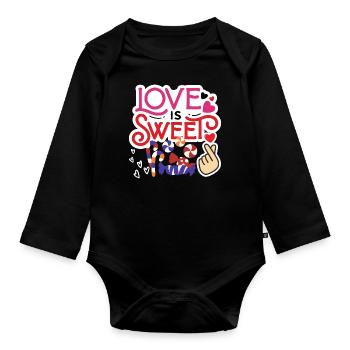 February 14 Valentine's Day Gift Candy - Organic Longsleeve Baby Bodysuit - black - Front