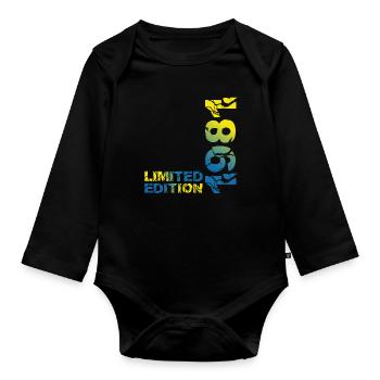 1981 Limited Edition Geburtstag Geschenk Frau Mann - Baby Bio-Langarm-Body - Schwarz - Vorne