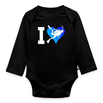 Free Dive Diving Diver Scuba Diver Scuba Diver - Organic Longsleeve Baby Bodysuit - black - Front