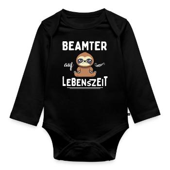 Beamter auf Lebenszeit Beamter 4 Life - Baby Bio-Langarm-Body - Schwarz - Vorne