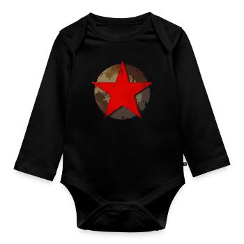Stern Kreis rostig vintage rot - Baby Bio-Langarm-Body - Schwarz - Vorne