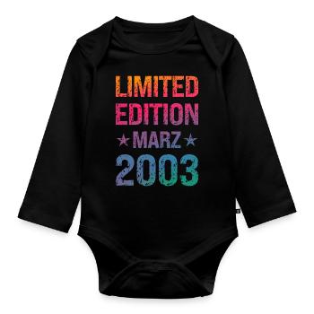 Limited Edition 21st Birthday Party Vintage 2003 - Organic Longsleeve Baby Bodysuit - black - Front