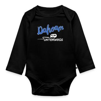Unterwegs dahoam Wohnwagen - Baby Bio-Langarm-Body - Schwarz - Vorne