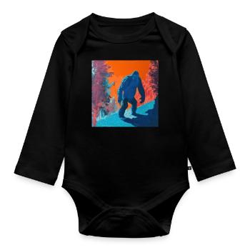 BigFoot, big foot, sasquatch - Organic Longsleeve Baby Bodysuit - black - Front