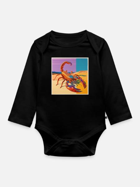 scorpion, bunt, tier, geschenk, geschenkidee - Baby Bio-Langarm-Body - Schwarz