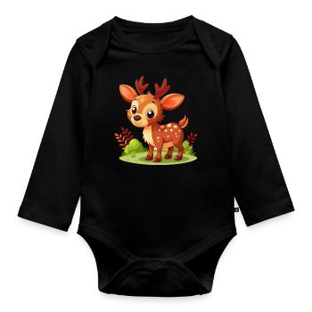 Mignon bébé orignal - Body Bébé bio manches longues - noir - Devant
