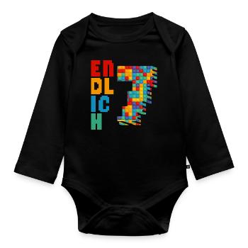 Endlich 7 Baustein - Baby Bio-Langarm-Body - Schwarz - Vorne