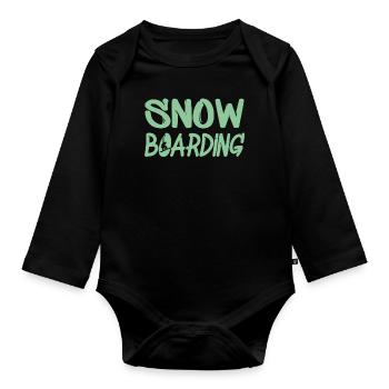 snowboarding boarden - Baby Bio-Langarm-Body - Schwarz - Vorne