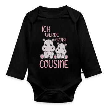 Bald Große Cousine Nilpferde Mädchen Nachwuchs - Baby Bio-Langarm-Body - Schwarz - Vorne